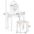 thumbnail image 2 of Gymax Vanity Wood Makeup Dressing Table Stool Set w/ Drawer & Mirror Jewelry Desk White, 2 of 10