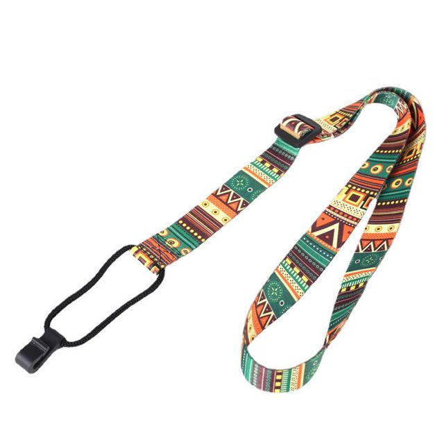 Ethnic Style Ukulele Strap Durable Adjustable Printing Ribbon Plastic Hook Clip-on Hawaii Guitar Belt Instrument Accessories A