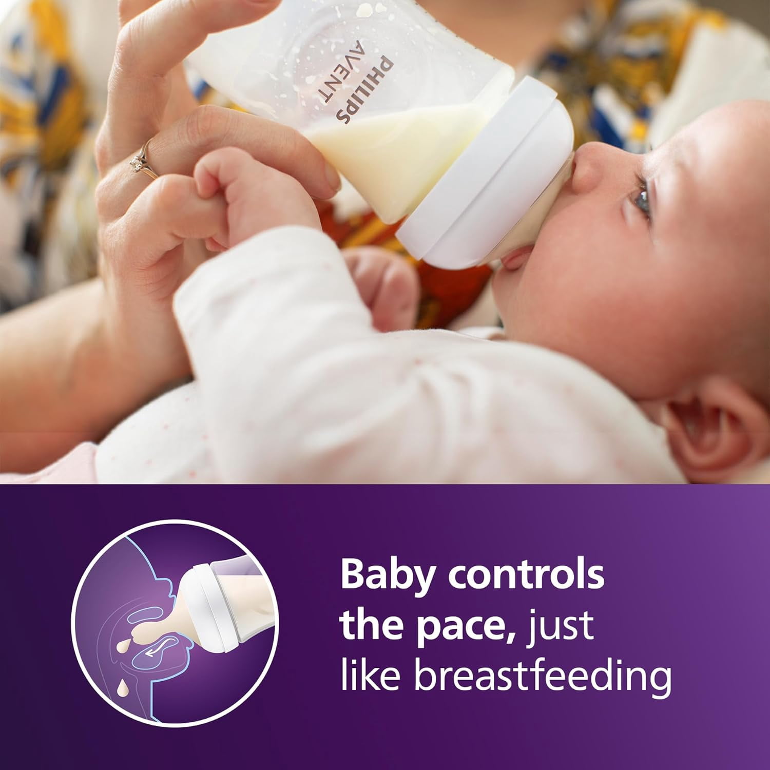 Philips Avent Natural Baby Bottles with Natural Response Nipples (Medium Flow, Flow 3), 9oz, 2-Pack, SCY903/02