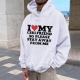 thumbnail image 2 of Valentine Gifts for Men Letter Graphic Novelty Cool Funny Hooded with Pockets Couples Gifts,White,L, 2 of 4