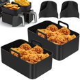 thumbnail image 1 of 2 Pcs Doublure en Silicone pour Friteuse à Air Chaud avec Mitaines en Silicone Plateau de Cuisson Réutilisable avec Poignée Pot en Silicone Antiadhésif Accessoires pour Friteuse à Air pour 8QT, 1 of 10