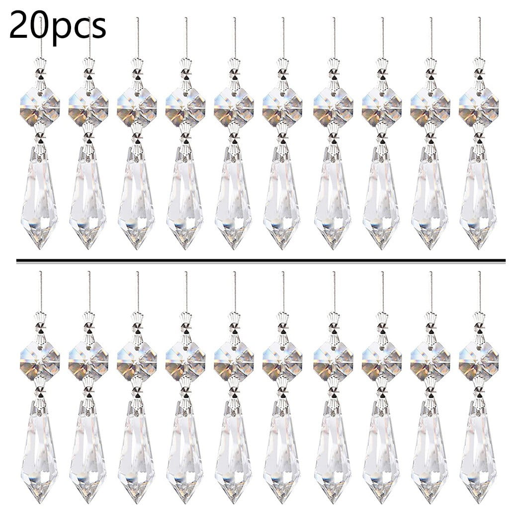 20x Clear Crystal Teardrop Chandelier Lighting Hanging Crystal Pendants Beads 