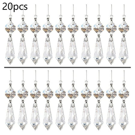 

Gerich 20 Pcs Crystal Chandelier Clear Teardrop Hanging Crystals Pendant Silver