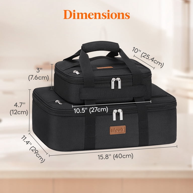 insulated casserole travel tote bag VP Home Large Carrier - Double Compartment for Hot or Cold Food - Cupcake Carrier this insulated food carrier keeps meals organized while you are away from home Expandable Double Casserole Carrier Bag