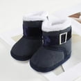 thumbnail image 2 of Xmarks Newborn Baby Warm Winter Snow Boots Toddler Soft Sole Anti-Slip Infant Prewalker Unisex Nursling Crib Shoes Dark Blue 0-18 Months, 2 of 7