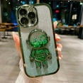 thumbnail image 2 of Astronaut Phone Case for iPhone 15 Pro,Cute Astronaut Colorful Star Sequin Liquid Quicksand Phone Case Luxury Glitter Bling 6D Electroplated Soft TPU Protector Green, 2 of 14