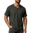 thumbnail image 2 of Fanshiluo Men's V Neck Henley Short Sleeve T-Shirt, Solid Button Casual Top,Size:M,Big and Tall Men, 2 of 9
