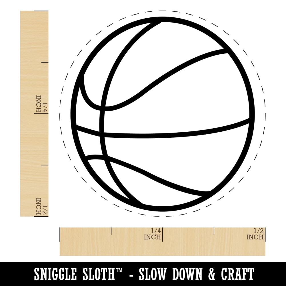 Basketball Sport Self-Inking Rubber Stamp Ink Stamper - Fuchsia Ink - Mini 1/2 Inch