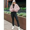 thumbnail image 4 of Chaqueta de Piel Sintética para Mujer, Abrigo Corto Abullonado de Larga, Abrigo Cálido de Invierno. Rosa M, 4 of 8