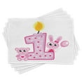 thumbnail image 1 of Ambesonne Party Place Mats Set of 4, Girls Birthday Bunnies, Standard Size, Hot Pink and Lilac, 1 of 6