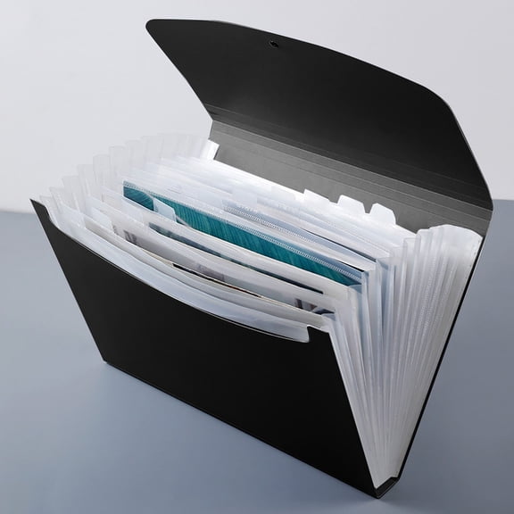 13-Pocket Expanding File Folder Organizer For A4 Document Storage And Office Organization - Black