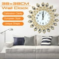 thumbnail image 3 of 15 inch Large 3D Wall Clock Watch Peacock Diamonds Home Living room Bedroom Decorative Clock European Style Creative Gift, 3 of 6