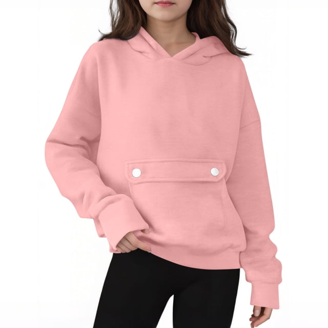 Mgmyaa Chandails en Molleton pour Filles Manches Longues avec Capuche et Poche Taille 4-16 Ans