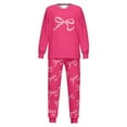 thumbnail image 7 of JIAYUE Girls Kids Pajamas Outs Casual Cartoon Pattern Print Crew Neck Long Sleeve Loose Sleepwear Tops Elastic Waist Ankle-Tied Pants Cozy Loungewear Two Piece Set For Night Comfort Wear,13-14 Years, 7 of 7