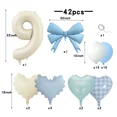 thumbnail image 1 of Light Blue Love Number 42pcs Balloon Set, Fresh Checkered Heart Balloons, Suitable for Baby Birthday Balloon Decorations., 1 of 5