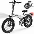 thumbnail image 3 of Electric Bicycle for Adults,1200W Peak Motor 28MPH Max Speed 48V 12AH, with Dual Suspension 20" Fat Tire Folding Ebike,7-Speed E Bicycle White, 3 of 7