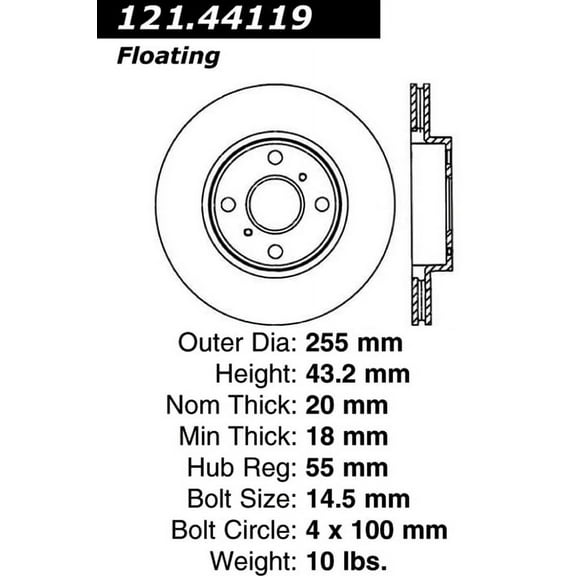 Disc Brake Rotor Fits select: 2001-2005 TOYOTA ECHO, 2000-2005 TOYOTA MR2
