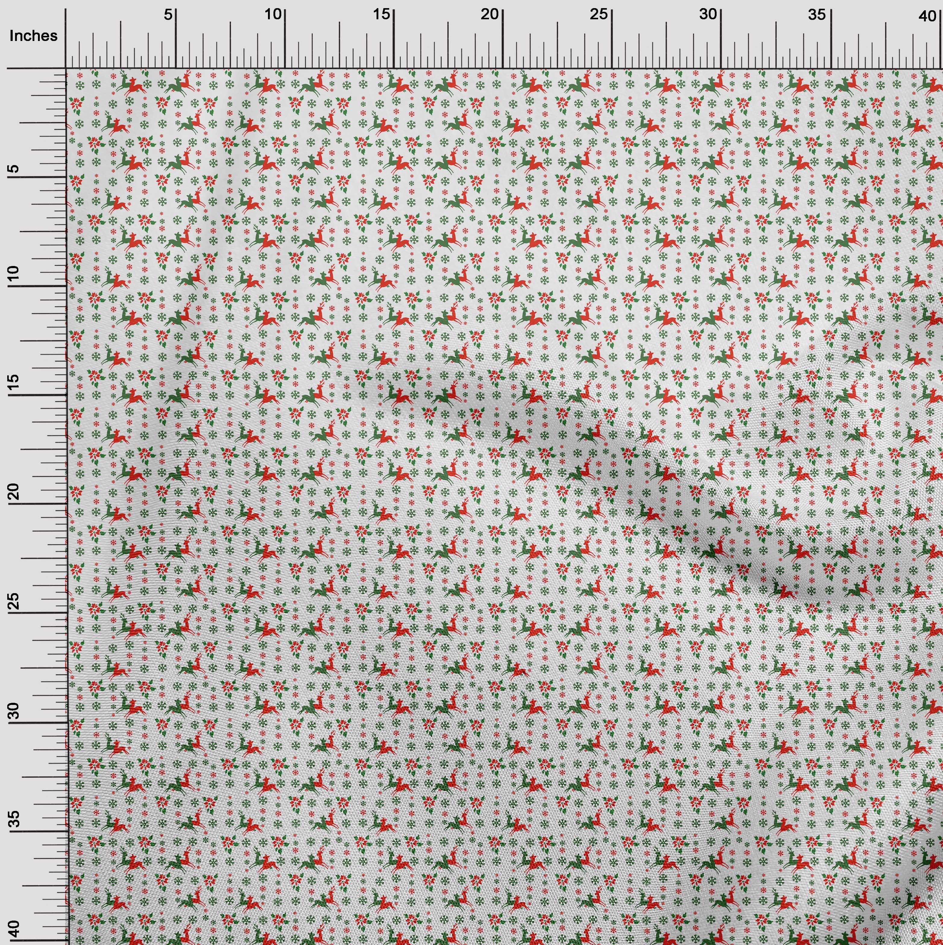 oneOone Polyester Lycra Green Fabric Christmas Dress Material Fabric Print Fabric By The Yard 56 Inch Wide