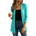 thumbnail image 3 of VISALY Women Open Front Cardigan 3/4 Sleeve Lightweight Mid Length Loose Fit Casual Shawl Cover Up Coat Solid Layering Outerwear Lightweight Open Front Cardigan Travel Beach Outfits Sky Blue Xxl, 3 of 8