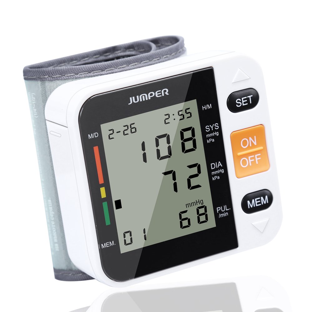 Jumper 900W Automatic Wrist Blood Pressure Monitor, Cuff, 90Reading