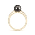 thumbnail image 2 of ANGARA Tahitian Cultured Pearl Ring with Graduated Diamonds in 14K Yellow Gold for Women | June Birthstone, Birthday, Anniversary, Jewelry Gift for Women | Pearl Ring, 2 of 8