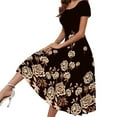 thumbnail image 2 of HOMBOM Black Fit & Flare Dress for Women Short Sleeve formal Dresses for Women Round Neckline Floral Wedding Dresses for Women 2XL, 2 of 8