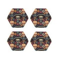 thumbnail image 2 of Disketp Skulls And Flowers Funny Coasters,4 Pcs Leather Coasters With Holder, Perfect Housewarming Hostess Gifts,Protect Furniture From Water Marks Scratch, 2 of 9