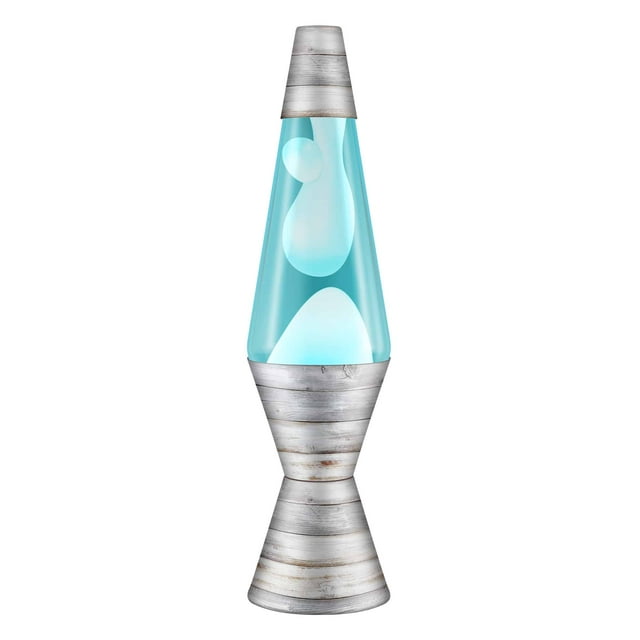 Lampe Lava 14.5 Pouces Bois Récupéré - Blanc/teal