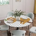 thumbnail image 6 of Cartoon Sloth Tree Branch Round Fitted Tablecloth with Elastic Edge,Waterproof Table Cloth Fits Tables Up to 55"-60",Wipeable Washable Table Cover for Indoor Outdoor,Gray Chevron Stripe Animal, 6 of 9