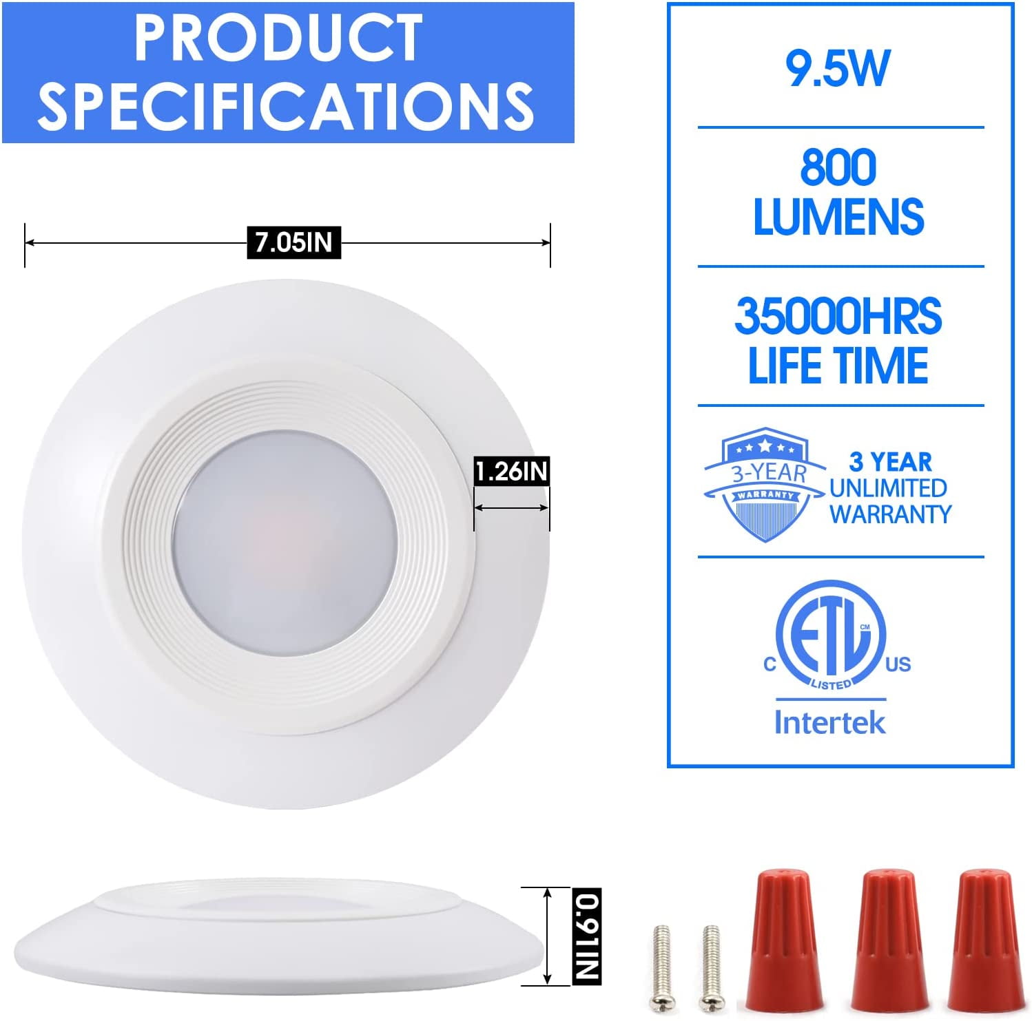 Megaman 6 in LED Surface Flush Mount Disk Light Downlight Ceiling Light 9.5W Dimmable Soft White 2700K