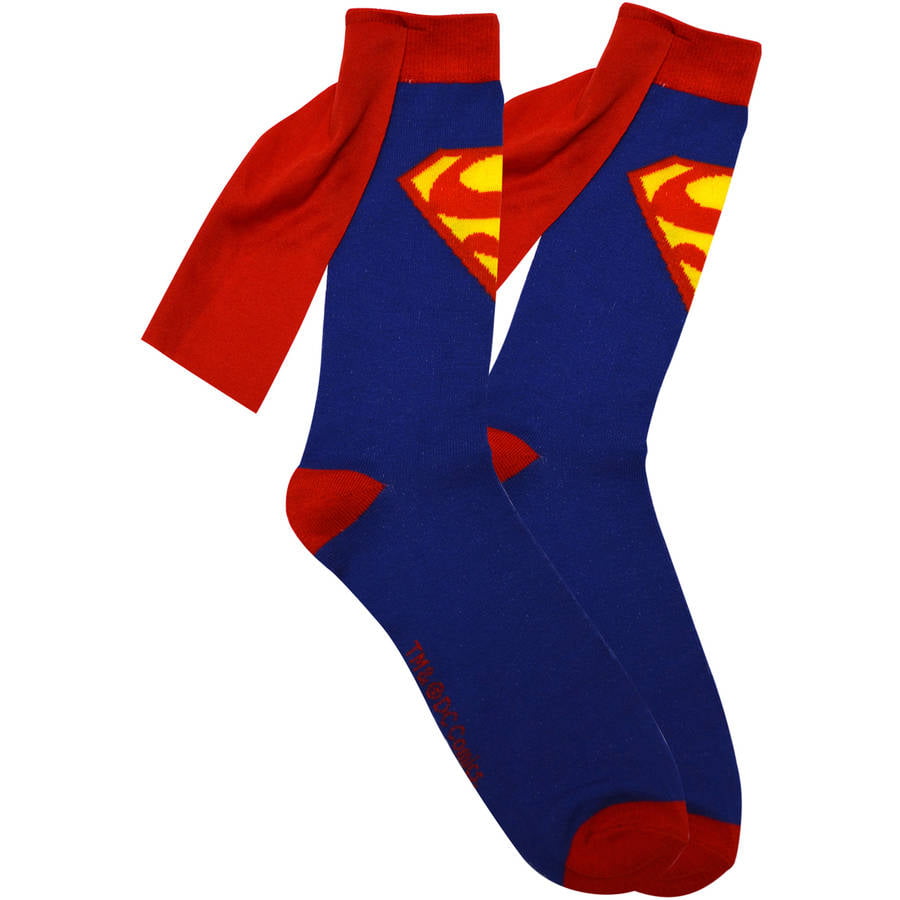 Unisex Super Hero Superman Above the Calf with Cape Soccer Cosplay Socks 