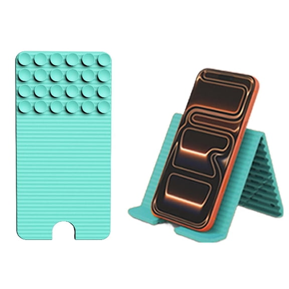 Flexible Silicone Phone Stand with Suction Cups & Charging Port Cutout, Foldable Handheld Camera Grip Holder for Phone Tablet Home Office Treadmill
