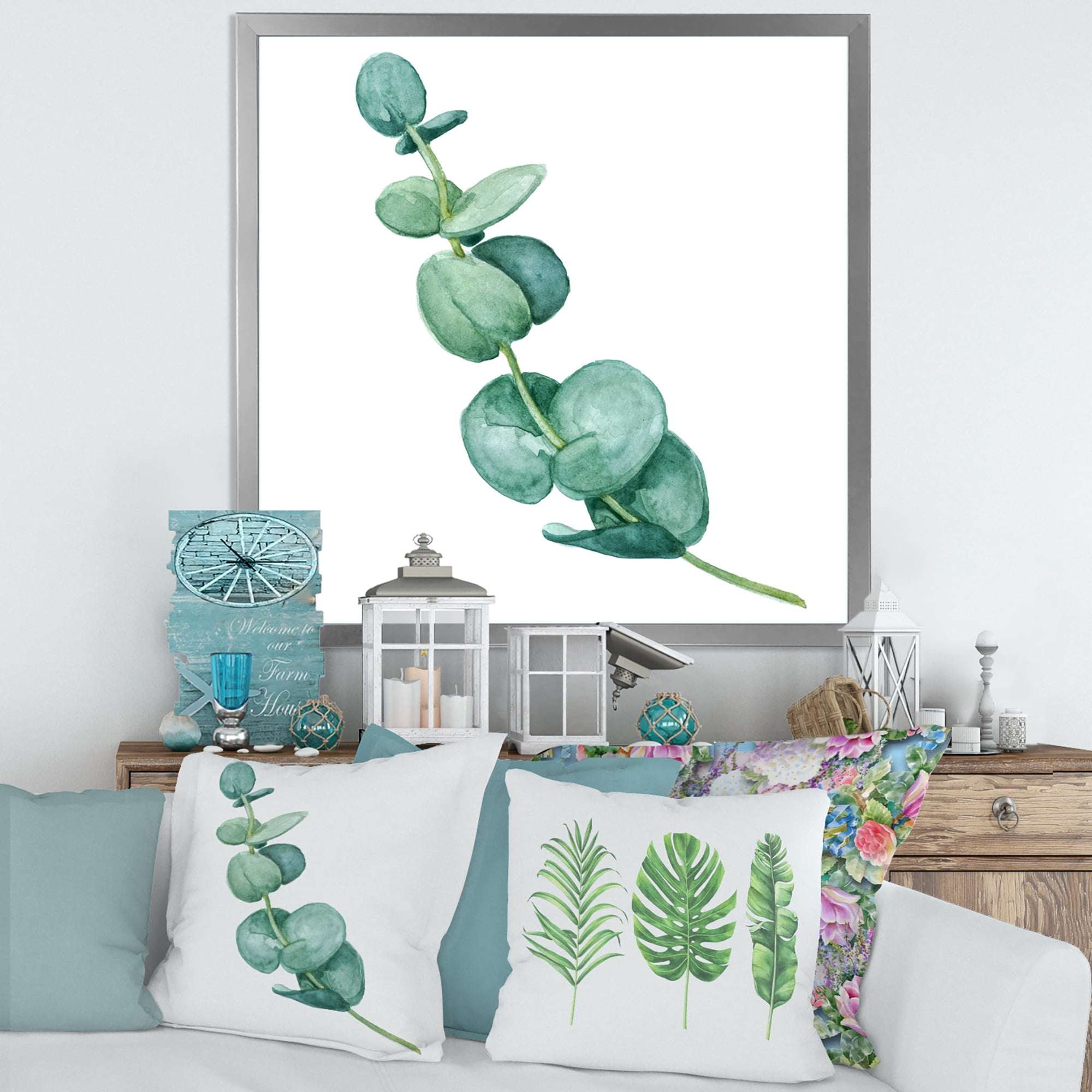 Designart 'Young Eucalyptus Branches and Leaves II' Traditional Framed Art Print