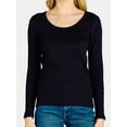 thumbnail image 3 of Time and Tru Women's Long Sleeve Rib Scoop T-Shirt, 3 of 5
