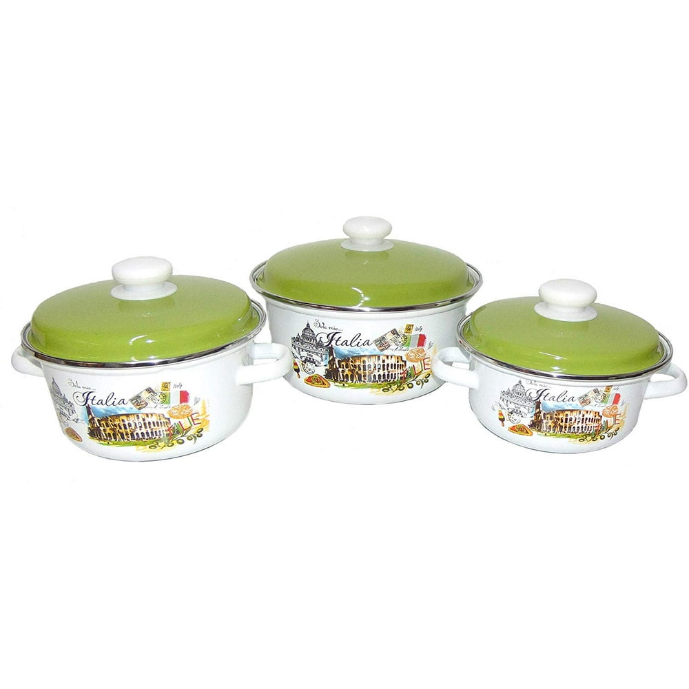Idilia Enamel Steel Pot, Roman holiday Collection, Enamel Cookware