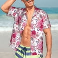 thumbnail image 5 of Lsque Peonies And Roses pattern Hawaiian Shirt for Men, Unisex Summer Beach Casual Short Sleeve Button Down Shirts-Large, 5 of 9