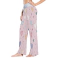 thumbnail image 3 of Women's Long Sleep Pants Home Pants Sleep Pants Wide-Leg Pants Design Elastic Fabric Casual Pants M Pink Background Love Heart, 3 of 7