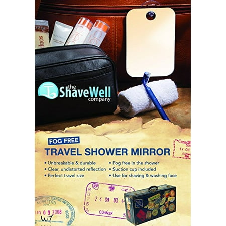 The Shave Well Company Fog Free Travel Mirror - Suction Cup Included - Now shave in the shower at the gym or while traveling away from home