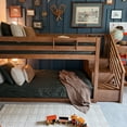 thumbnail image 2 of Max & Lily Solid Wood Twin over Twin Low Bunk Bed for Kids with Staircase, Pecan, 2 of 13