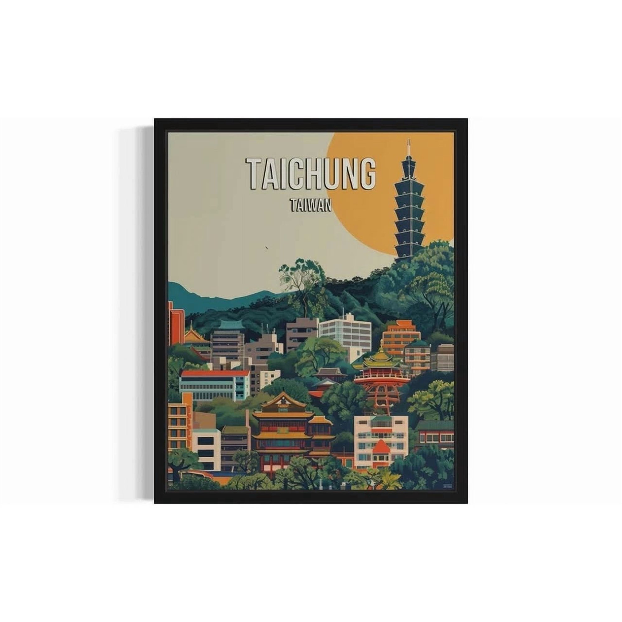 Taichung Taiwan Asia City Landmark Art Print Poster Wall Art Painting Home Decor Office Wall Art