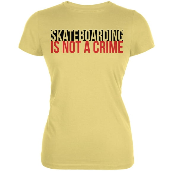 Skateboarding Is Not A Crime Yellow Juniors Soft T-Shirt - Medium