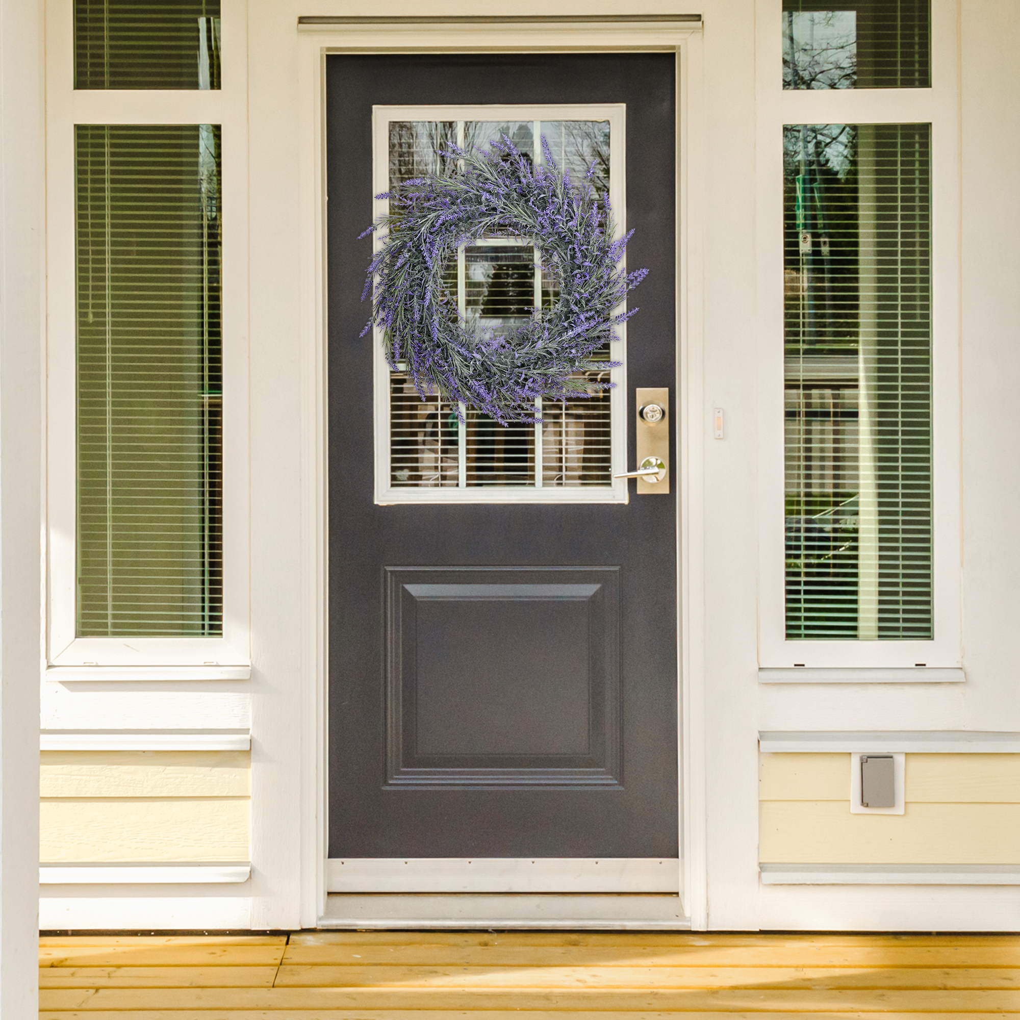 Unique Bargains All Seasons Front Door Wreaths Farmhouse Indoor and Outdoor Wreath Purple