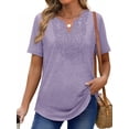 thumbnail image 3 of UVN Blouses for Women Summer Short Sleeve V Neck Lace Shirts Dressy Casual Boho Tunic Tops, 3 of 9