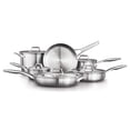 thumbnail image 1 of Calphalon Batería de cocina de acero inoxidable, juego de ollas y sartenes de 11 piezas con asas que se mantienen frías, apto para lavavajillas y horno, plateado, 1 of 5