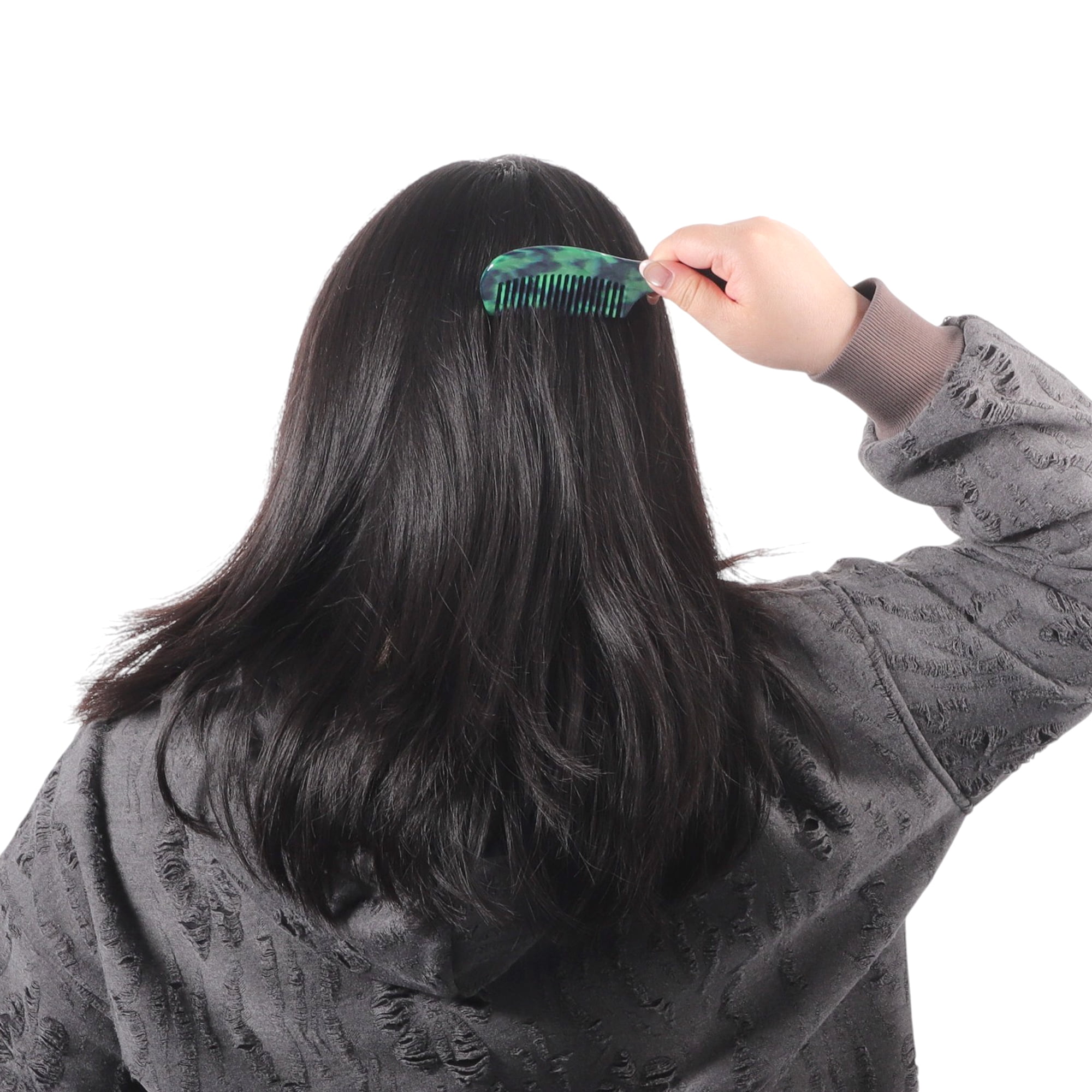 Unique Bargains Durable Marble Texture Large Tooth Comb 1 Pc Dark Green