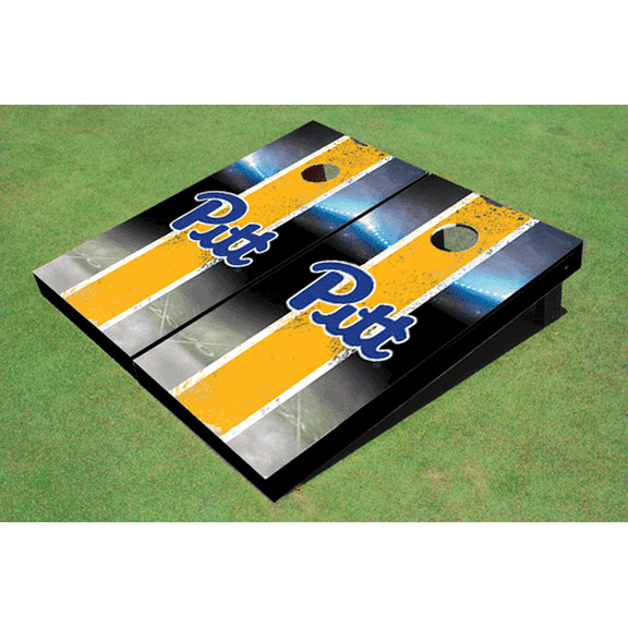 University of Pittsburgh Field Long Stripe Matching Yellow Themed Cornhole Boards