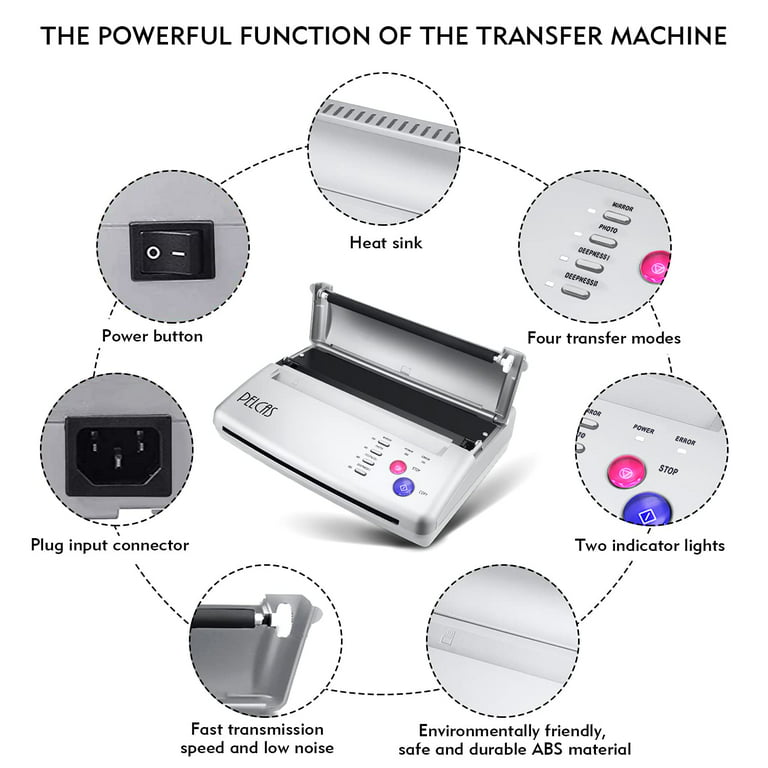 PELCAS Tattoo Stencil Printer Machine Thermal Printer Tattoo Stencil  Machine with 10pcs Tattoo Transfer Paper Copier Printer for Tattooing  Artist Tattoo Supplies(Black) 
