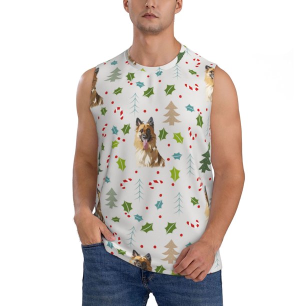 Balery German Shepherd Dog Camisetas sin mangas para hombre, absorbe la humedad y protege contra el mal olor.-X-Large