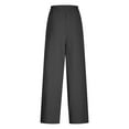 thumbnail image 6 of QATAINLAV Linen Pants Women Elastic High Waisted Wide Leg Beach Pants Solid Casual Pull On Lounge Trousers with Pockets, Black, XXXL, 6 of 7
