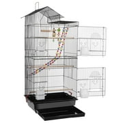 ZENY 39 House Shape Bird Cage Large Parrot Cage Metal Frame, Black
